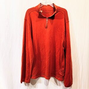 Margaritaville 1/4 Zip Sweater Mens XL Orange Rust Jimmy Buffett Pullover